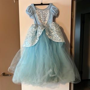 Cinderella princess dress with arm sleeves and a beautiful tiara.